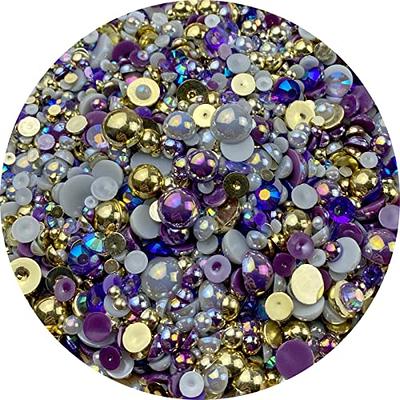 Royal Blue and Gold Pearl Mix, Flatback Pearls and Rhinestone Mix, Sizes  Range 3MM-10MM, Flatback Jelly Resin, Faux Pearls Mix, Mixed Sizes