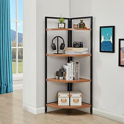 VIVOHOME 2 PCS 5-Tier Corner Shelves, Industrial Wood Plant Stand