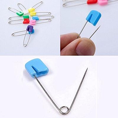 50pcs/set White Stainless Steel Safety Pins For Diapers, Bibs And Crafts,  With Bread-like Head For Child