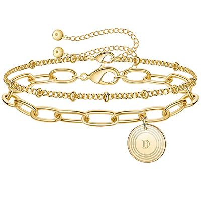 MRSXIA Gold Initial Bracelets for Women Girl,18K Gold Plated