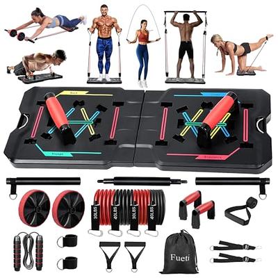 Push Up Board Set Foldable Home Gym Equipment w/ Resistance Bands