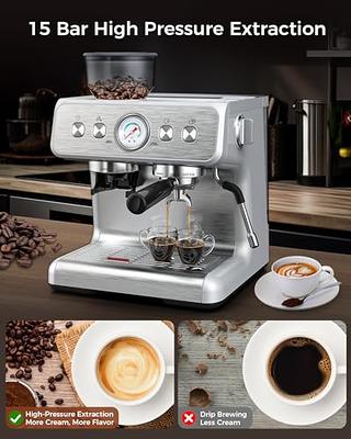 Manual Espresso Machine, 15 Bar Pump Pressure + Milk Frother Steam Wand -  Yahoo Shopping