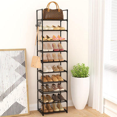 VASAGLE 8 Tier Shoe Rack, Shoe Organizer for Closet, Entryway, 32-40 Pairs  of Shoes, Large Shoe Rack Organizer with 7 Metal Mesh Shelves, 11.8 x 39.4  x 59.8 Inches, Rustic Brown and Black
