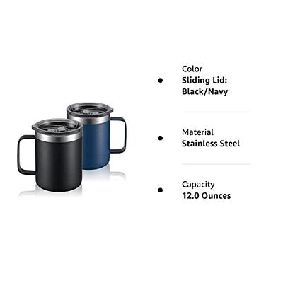 ALOUFEA 12oz Stainless Steel Insulated Coffee Mug with Handle, Double Wall  Vacuum Travel Mug, Tumbler Cup with Sliding Lid, Navy
