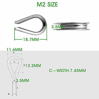 48PCS M2 304 Stainless Steel Wire Rope Thimble,1/16 Inch - 3/32 Inch  Diameter Wire Rope Cable Timble Rigging (More Size Available) - Yahoo  Shopping