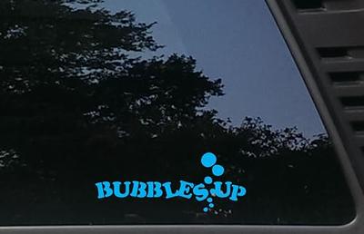 Bubbles UP - Light Blue - 7 x 2 3/4 die Cut Vinyl Decal/Bumper Sticker for