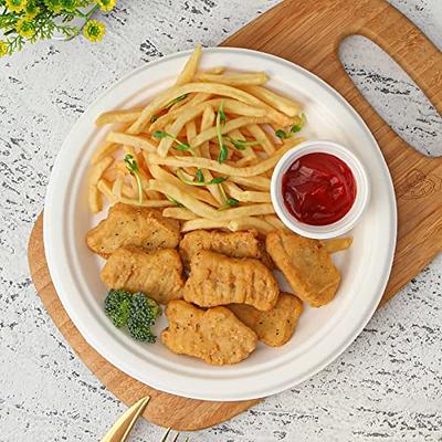 Comfy Package 100% Compostable 10 inch Heavy-Duty Paper Plates [125 Pack] Eco-Friendly Disposable Sugarcane Plates