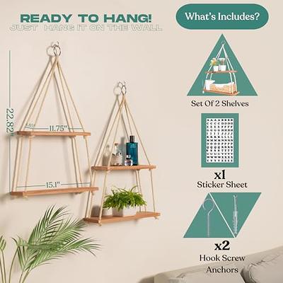Hanging Shelves for Wall - Boho Room Decor Aesthetic - Hanging Plant Shelf  Decor - Floating Shelves for Room