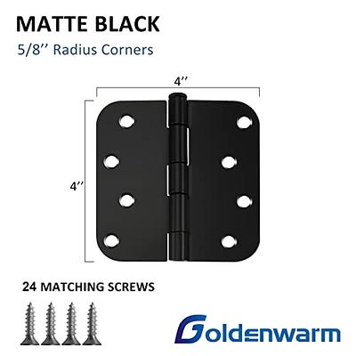 goldenwarm 12 Pack 4x3 inch Non Mortise Door Hinges Matte Black Door Hinges  - Door Hardware Stainless Steel Hinges, Easy Installation, 3mm Thickness