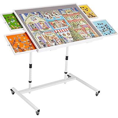 Adjustable Jigsaw Puzzle Board with Clear Cover for Puzzles Up to