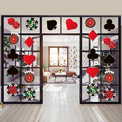 Casino Theme Party Decorations - Las Vegas Casino Night Birthday Party  Supplies Red Black Balloons Garland Kit Poker Happy Birthday Photo Backdrop  for