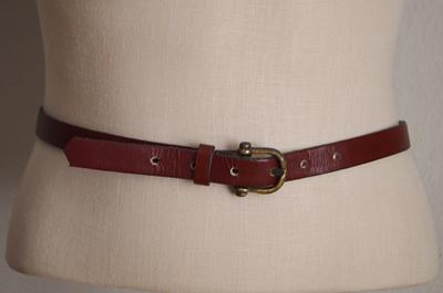 Thin leather belt with covered buckle - Brown