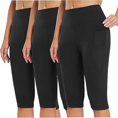 Women's High Waist Workout Yoga Leggings with Pockets Athletic Tummy  Control Running Pants,Black,M 