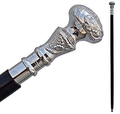 Vintage Walking Cane Wooden Walking Stick Silver Brass Handle knob Black  Wood Stick - Victorian Cane - Fancy Cane for Men and Women- Dark Shadow Cane  - Yahoo Shopping