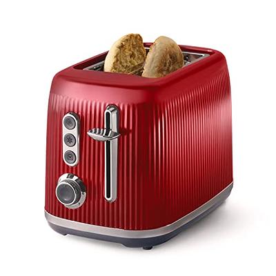 Kenmore 4-Slice Toaster, Red Stainless Steel, Dual Controls, Extra