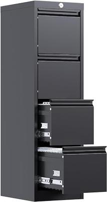 Yitahome  4 Drawer File Cabinet Wood Storage Cabinet With Lock In Black