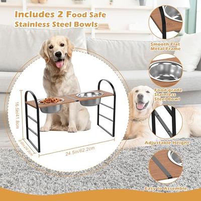 Alpeir Elevated Dog Bowls for Large Dogs, Raised Dog Bowl Stand with 2 Bowls,  Adjustable Pet Food Water Bowl, Retro Brown - Yahoo Shopping