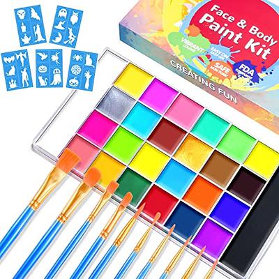 BADCOLOR 18 Colors Face Painting Kit for Kids - Professional Water Based  Kids Face Paint with Brushes, Glitters, Hair Chalks,Tatto  Stickers,Sponges,Gems,Stencils for Halloween Party Cosplay SFX Makeup -  Yahoo Shopping