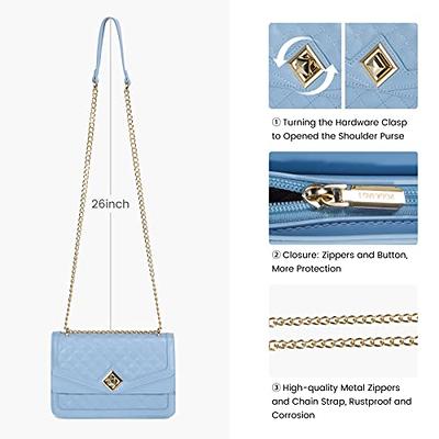 LOVEVOOK Purse for Women Crossbody Bag Leather Quilted Shoulder Bag with  Chain Strap Trendy Clutch Satchel Ladies Evening Bag Sky Blue - Yahoo  Shopping
