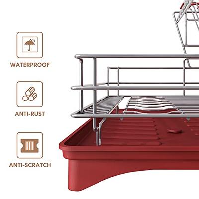 MAJALiS Red Dish Drying Rack Drainboard Set, 2 Tier Stainless Steel Dish  Racks with Drainage, Wine Glass Holder, Utensil Holder and Extra Drying  Mat, Large Dish Drainers for Kitchen Counter - Yahoo Shopping