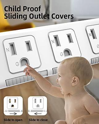 Humpptom Flat Extension Cord, Flat Plug Power Strip, Outlet Covers