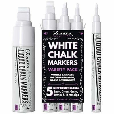 Kassa Liquid Chalk Markers for Blackboards Neon & Pastel Colors Erasable  Pens on Chalkboard Glass, Window , Mirror Reversible Dual Tip 