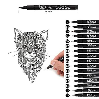 INDRA Micro Fineliner Drawing Art Pens, 16 Pack Black Micro Fine