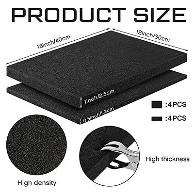 2 Pack Black Packing Foam Sheets, 2 inch Polyurethane Cushioning Inserts for Cases, Moving, 12 x 16 in