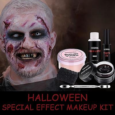  BOBISUKA Demonic Special Effects SFX Halloween Makeup Kit - 5  Colors Bruise Makeup Face Body Painting Palette + Scar Wax with Spatula  Tool + Fake Blood Splatter Spray + Fake