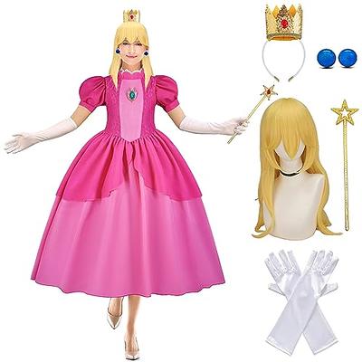 CAKKA Peach Princess Costume Adult, Halloween Women Peach Princess Dress  Wig Crown Earrings Wand Gloves Accessories Cosplay Set, Halloween Costume  Dress Up Outfit for Women （L） - Yahoo Shopping
