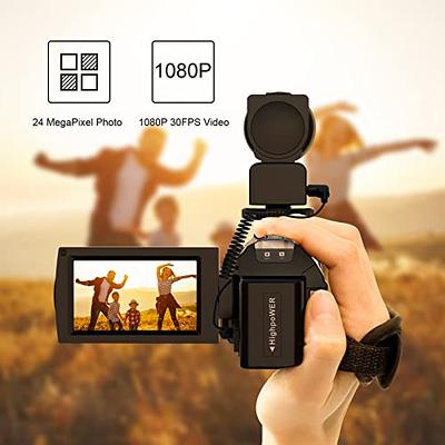 Video Camera  Vlogging Camera Recorder FHD 1080P 24.0MP 3.0 Inch 270  Degree Rotation Screen 16X Digital Zoom Camcorder with Microphone,Remote