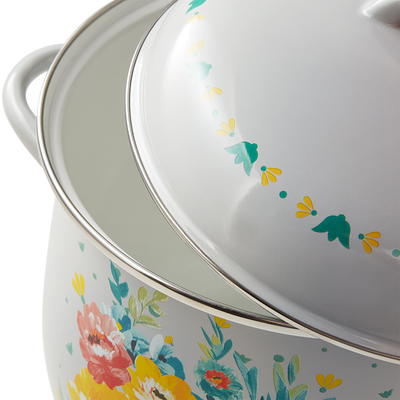 STP Goods Cute Ducklings Enamel on Steel 1.6-Quart Saucepan w/Lid - White, Yellow