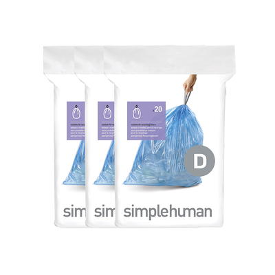 Plasticplace Simplehuman (x) Code D Compatible (100 Count) Blue Recycling  Bags 5.3 Gallon / 20 Liter 15.75 X 28 : Target