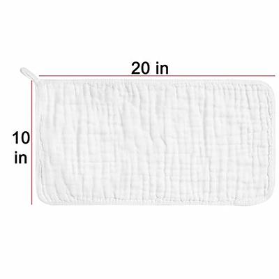 CottCare Muslin Burp Cloths for Baby 100% Cotton Large 20''x10'' 6 Layers Thicken Super Soft and Absorbent (6 Pack,White)