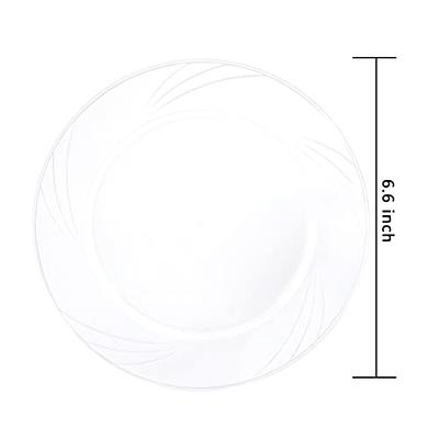 NOCCUR 100PCS White Plastic Plates-6.6inch Disposable Salad/Dessert  Plates-Premium Dessert Plates Disposable-Appetizer Plastic Plates - Plastic  Cake