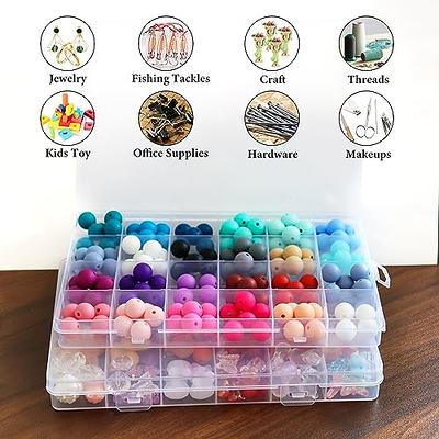  2 Pack 24 Grids Plastic Organizer Box Container Craft Storage  Box Compartment Box with Adjustable Dividers for Beads Jewelry Fishing  Tackles Art DIY, Clear : Arts, Crafts & Sewing