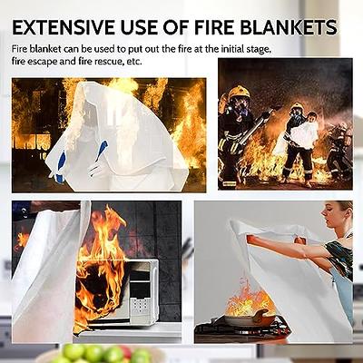 Safewayfire Emergency Fire Blanket, Fire Safety Blanket for Kitchen,  Fiberglass Fire Blankets, Fireproof Blankets for Home, School, Fireplace,  Grill