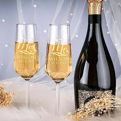 Engraved Stemless Champagne Flute Glasses (Set of 2)