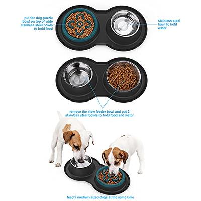 Stainless Steel Dog Food Bowl, Slow Feeder Dog Metal Puzzle Bowl