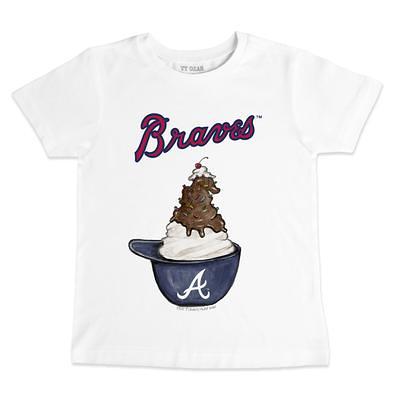 Women's Tiny Turnip White Atlanta Braves Heart Banner T-Shirt Size: Small