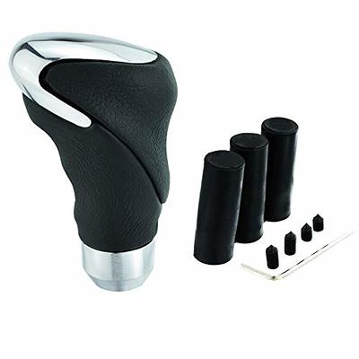 5 Speed Leather Stick Shift Knob Car Gear Shifting Shifter Lever Knobs Head  Fit for Most Manual Vehicle, Black Leather