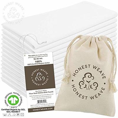 HONEST WEAVE GOTS Certified 100% Organic Flour Sack Cotton Kitchen Hand and Dish  Towel Sets - Extra Large 27x27 inches, Fully Hemmed, 12-Pack, White - Yahoo  Shopping