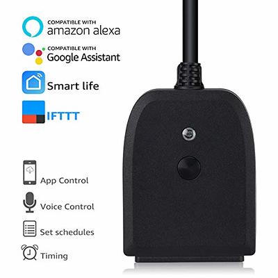 Outdoor Smart Plug, WiFi Smart Plug with 2 Sockets, Smart Plugs That Work with Alexa, Google Home, Wireless Remote Control/timer by Smartphone, IP44