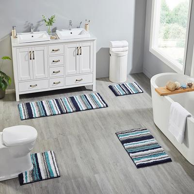 20 X 32 Griffie Collection Blue & Gray 100% Polyester Rectangle Bath Rug  - Better Trends : Target