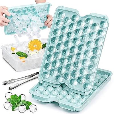 Combler Ice Cube Tray with Lid and Bin, Small Round Ice Cube Trays