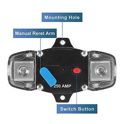 X AUTOHAUX 1 Set 250A Circuit Breaker with Manual Reset Switch 12V