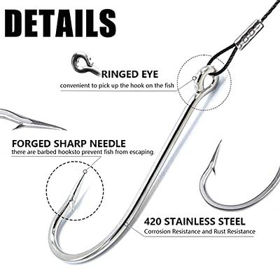 Saltwater Fishing Hook Rigs,Steel Leaders Long Shank Hook for Surf Fishing,Black  Leader Wire O'shaughnessy Forged Hook for Freshwater (4/0-12“-45lb, 8pcs) - Yahoo  Shopping