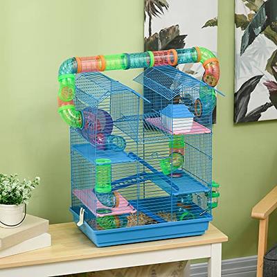 BUCATSTATE Hamster Cages and Habitats Small Animal Cage with Accessories  Rat Cage Mouse Cage Basic Cage for Syrian Hamster Gerbils (19.7 L*13 W*