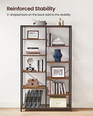 VASAGLE Cube Storage Organizer 4-Tier Bookshelf Bookcase with Adjustable  Storage Shelves Rustic Brown 