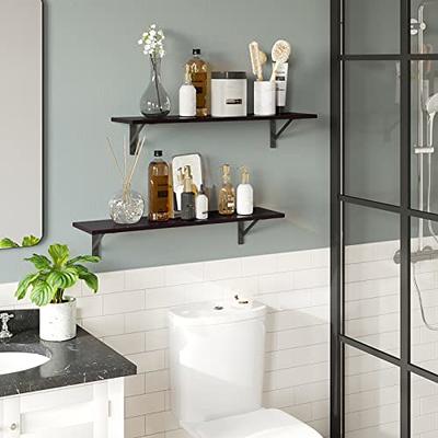 Forbena White Floating Shelves for Bathroom Organizer Over Toilet, Bathroom  Shelves Wall Mounted with Towel Rack, Small Corner Wall Shelf for Bedroom